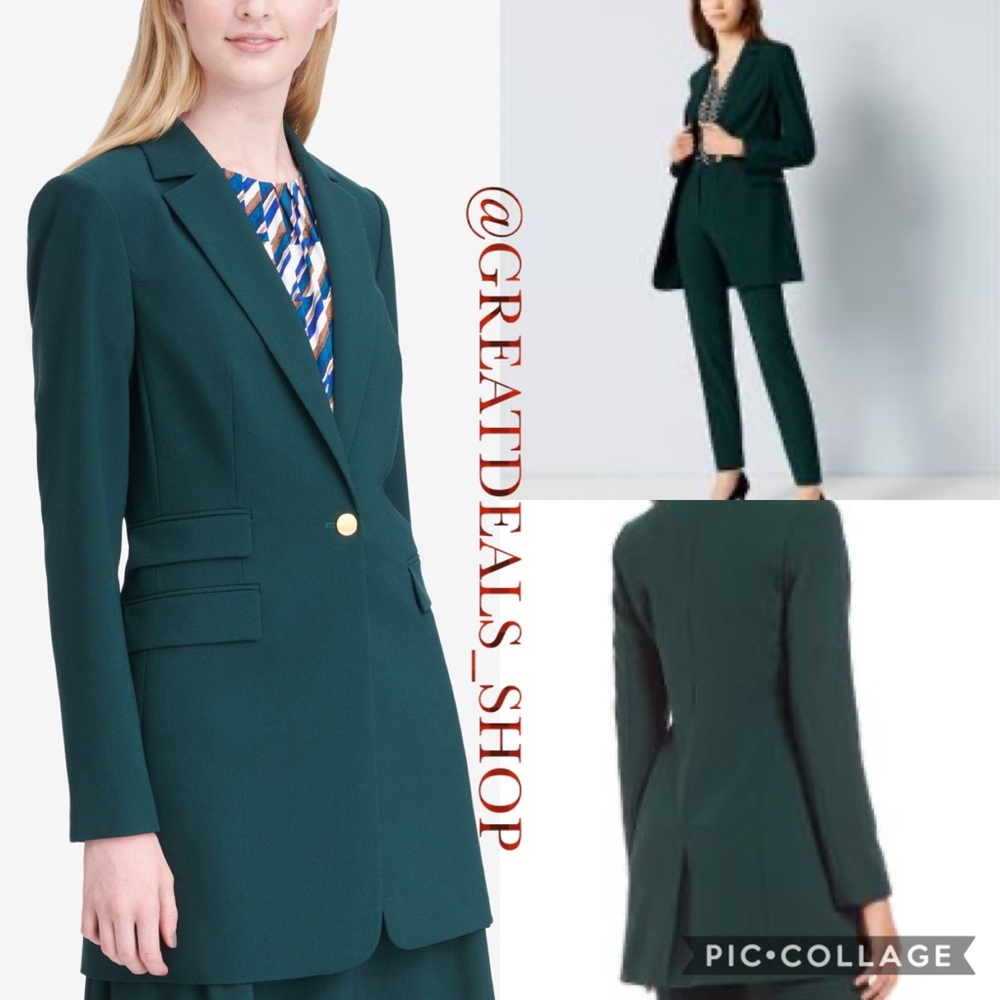 CK• THREE POCKET GREEN LONG BLAZER